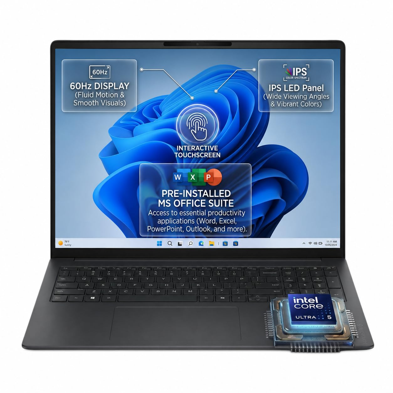 HP OmniBook 3 16-bu0305dx Touchscreen Laptop Front View